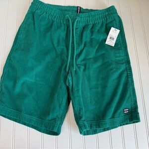 BILLABONG Men's Teal Corduroy Drawstring Mike EW 20 Shorts Small NEW 1020